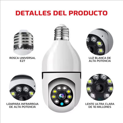 CÁMARA BOMBILLO 360° | Seguridad total sin cables ni complicaciones 📸