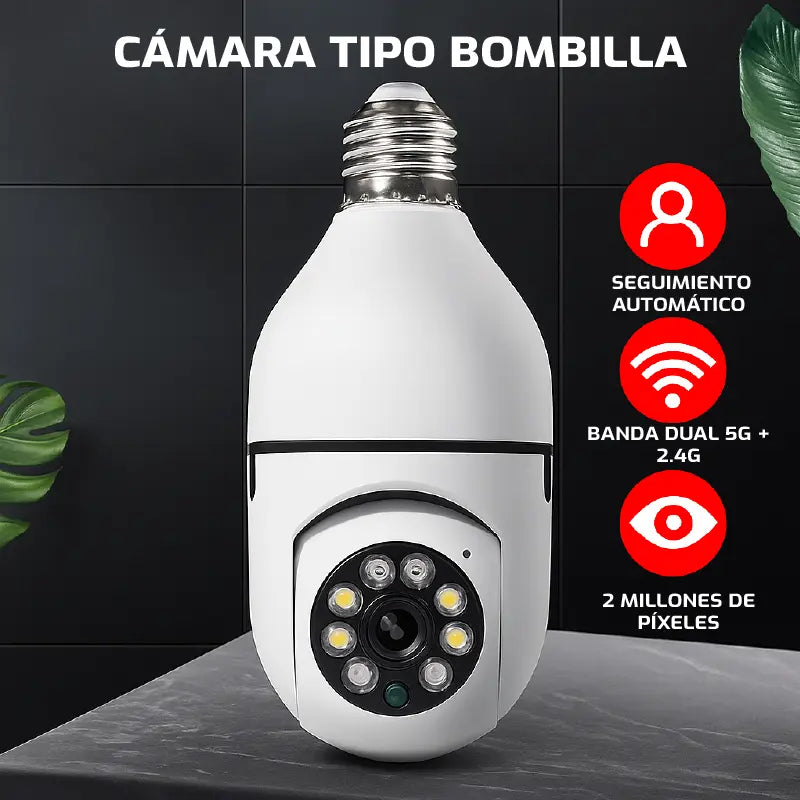 CÁMARA BOMBILLO 360° | Seguridad total sin cables ni complicaciones 📸