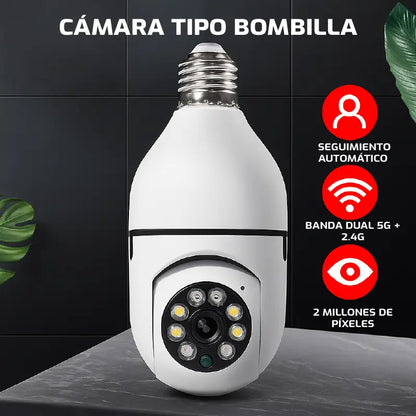CÁMARA BOMBILLO 360° | Seguridad total sin cables ni complicaciones 📸