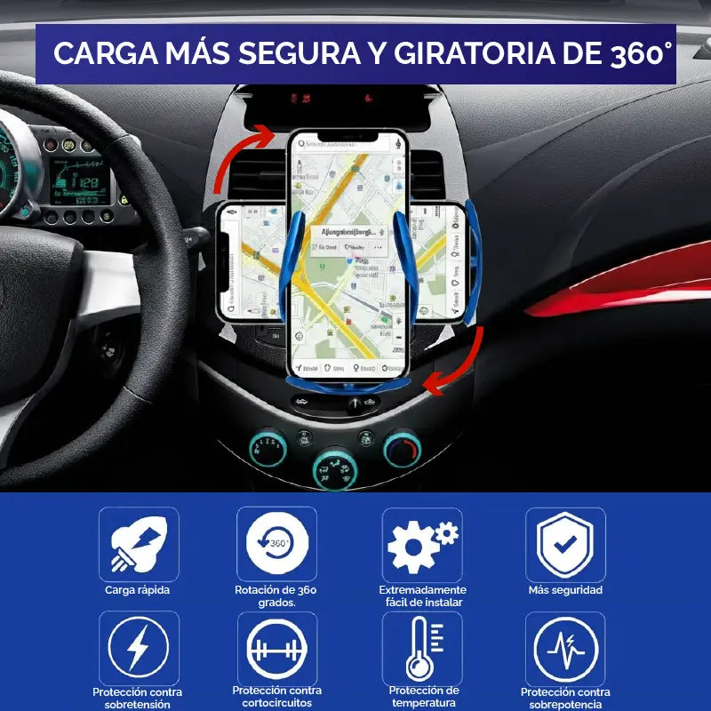 Soporte Cargador Inteligente – Cargá sin cables y manejá con libertad ⚡